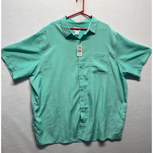 HB Mens 3XLT Mint Green Button-Up Short Sleeve Shirt W/ Pocket DXL - Picture 1 of 9